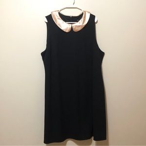 Modcloth 2X Black Shift Dress Rose Gold Peter Pan Collar